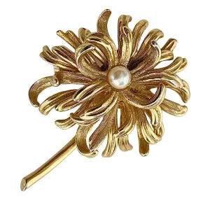 Vintage Boucher Aster Flower and Pearl Brooch