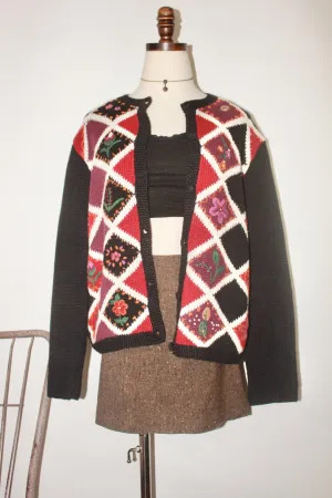 Vintage Chunky Patchwork Floral Cardigan (M)