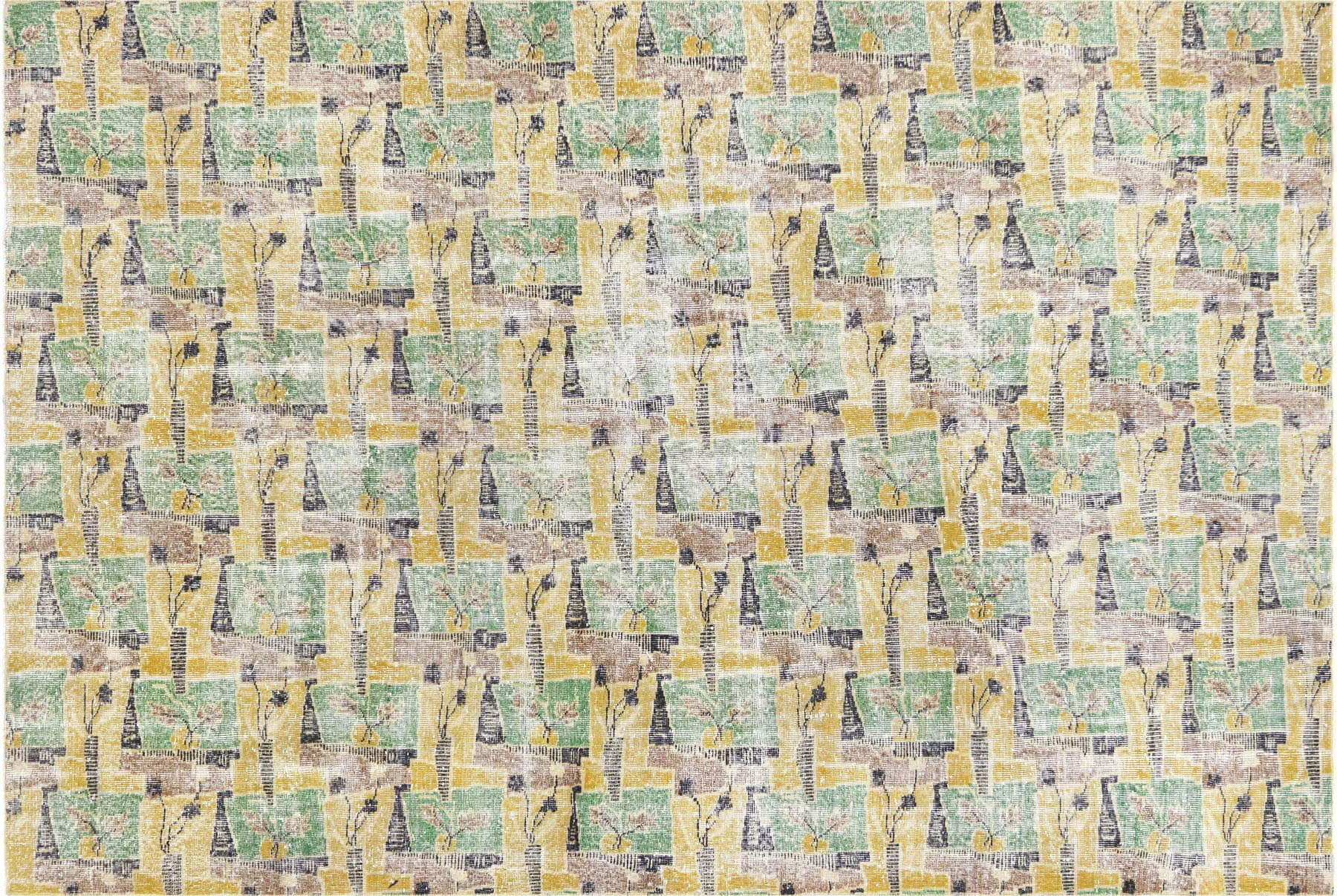 Vintage Turkish Mid-Century-Modern Rug - 7' x 10'5"