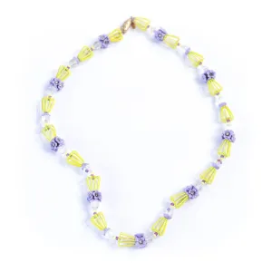 Vintage Vendome Yellow and Purple Caged Flower Necklace