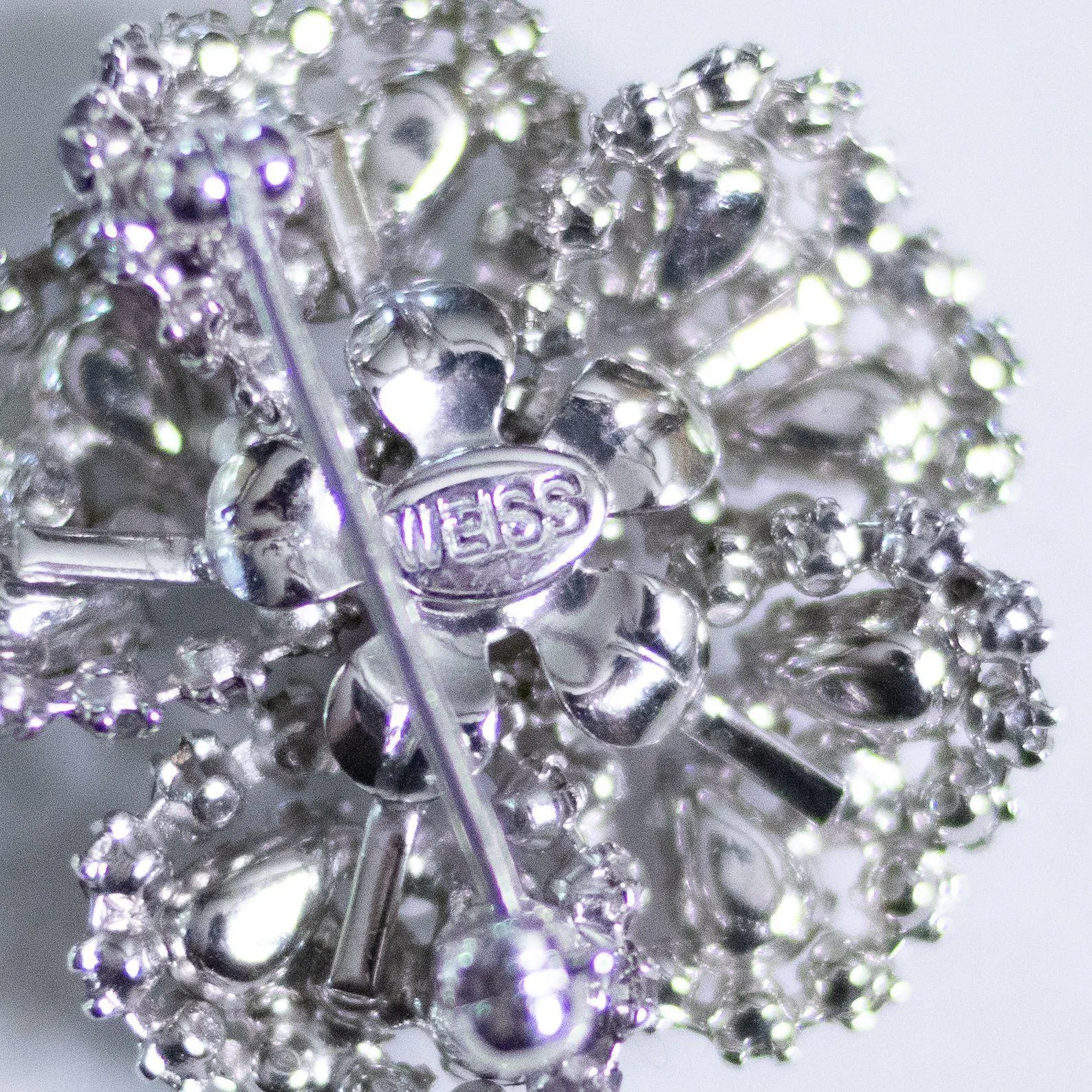 Vintage Weiss Petite Purple and Diamante Rhinestone Flower Brooch