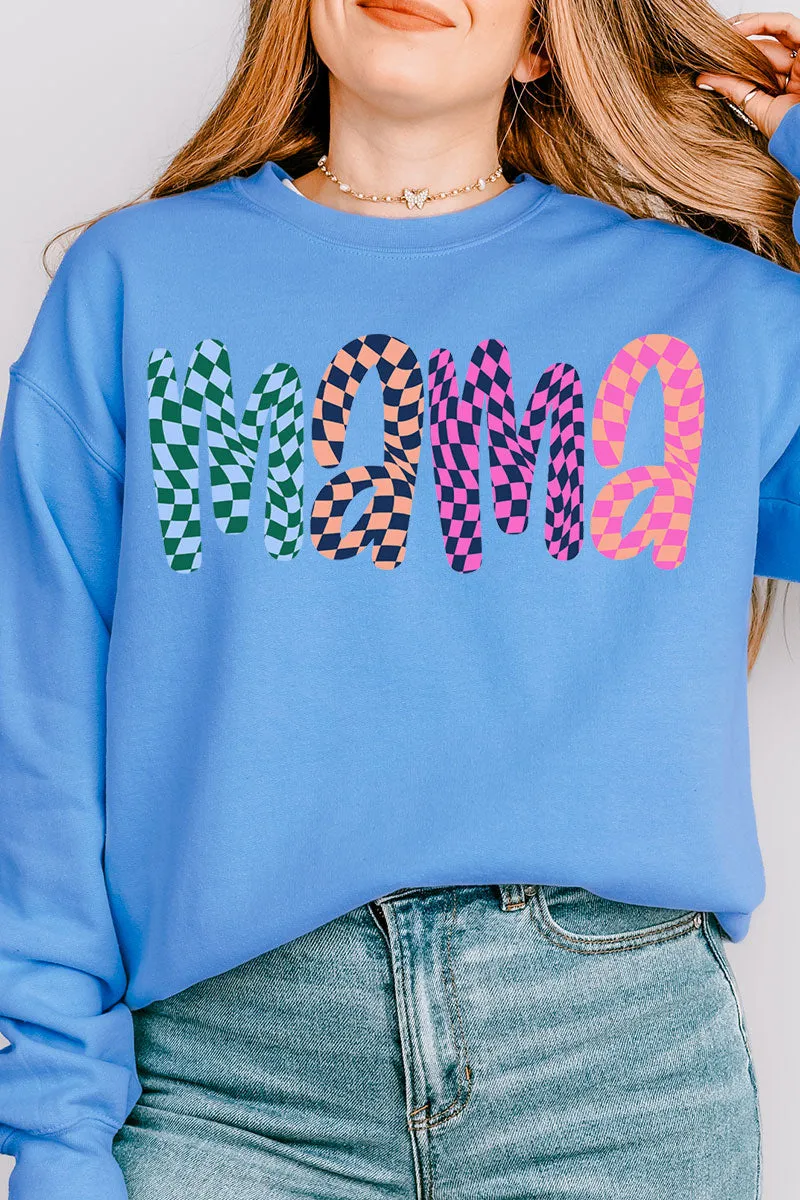 Wavy Checkered Mama Unisex NuBlend Crew Sweatshirt