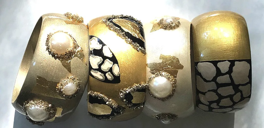 Wide Bangle - Linen   Black Print©
