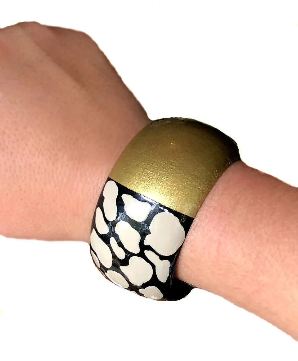 Wide Bangle - Linen   Black Print©