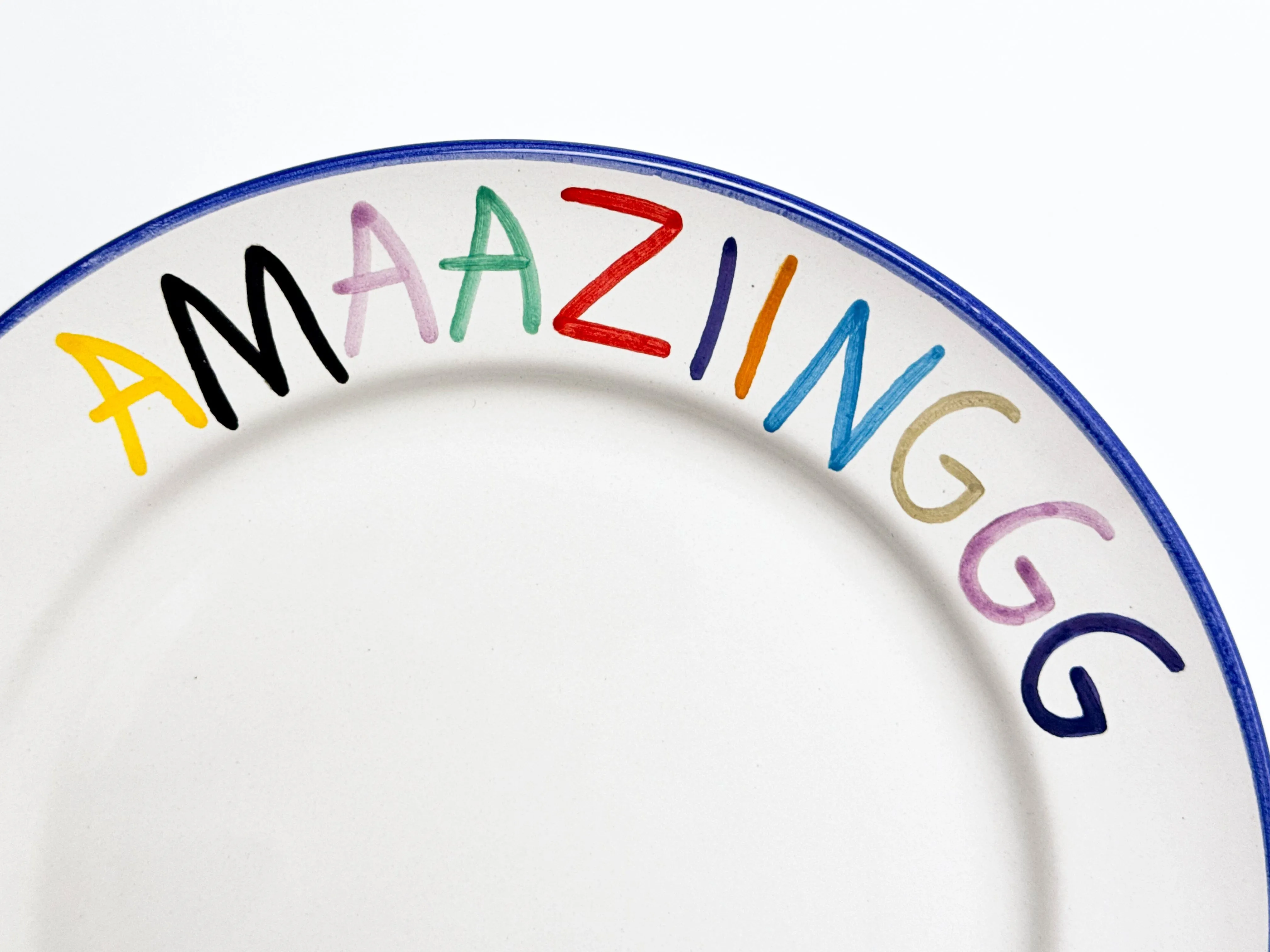 'Woow' Hand Painted Ceramic Plate
