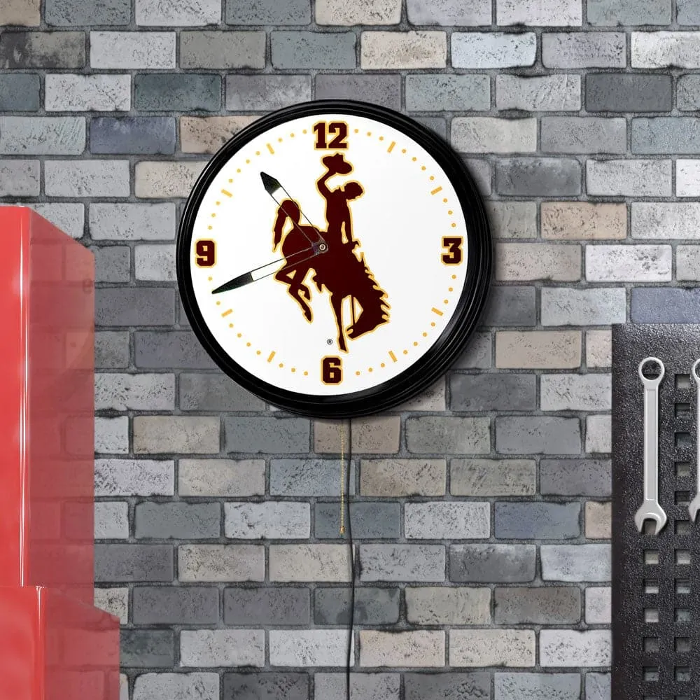Wyoming Cowboys: Retro Lighted Wall Clock