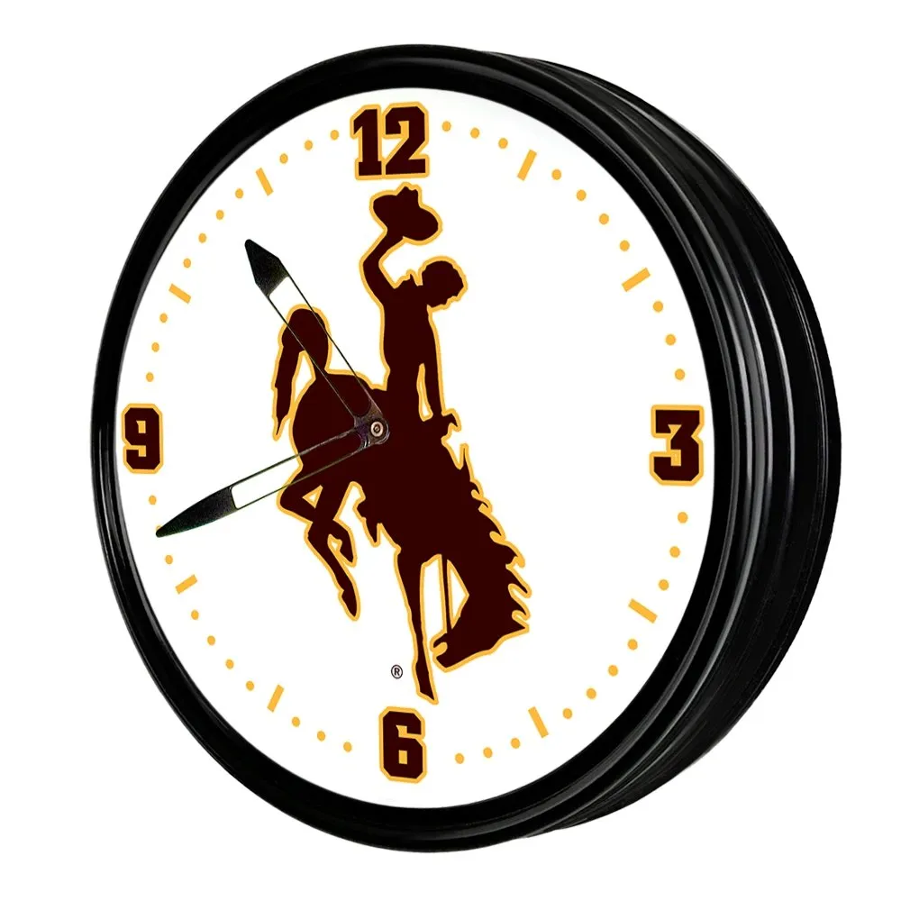Wyoming Cowboys: Retro Lighted Wall Clock