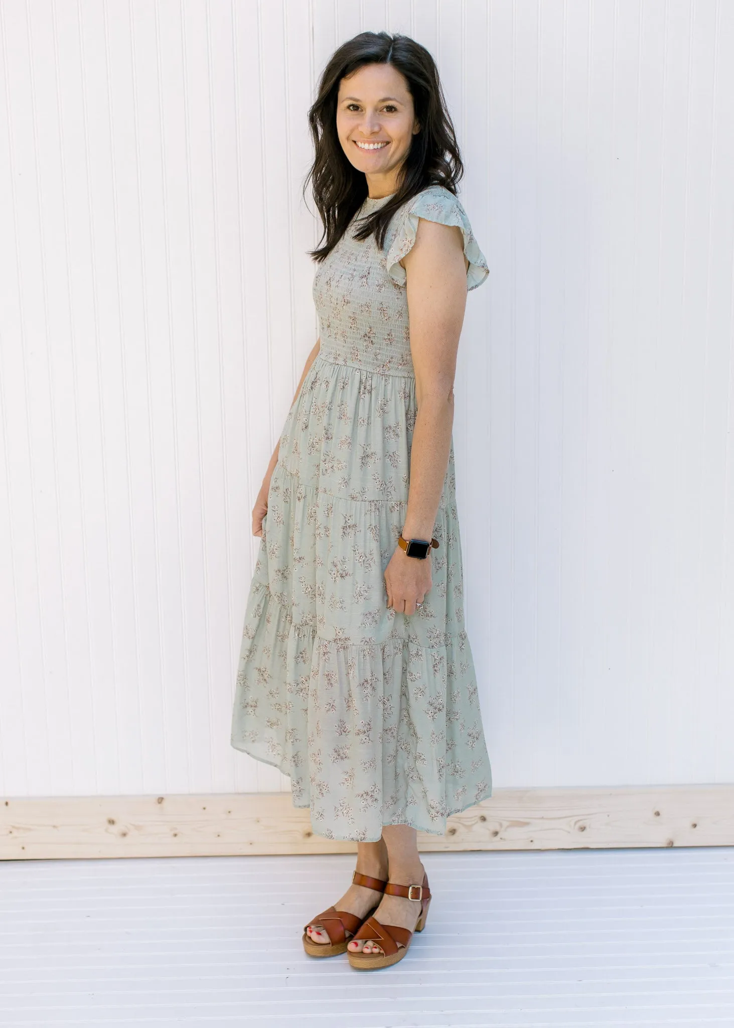 X Sage in Floral Dress