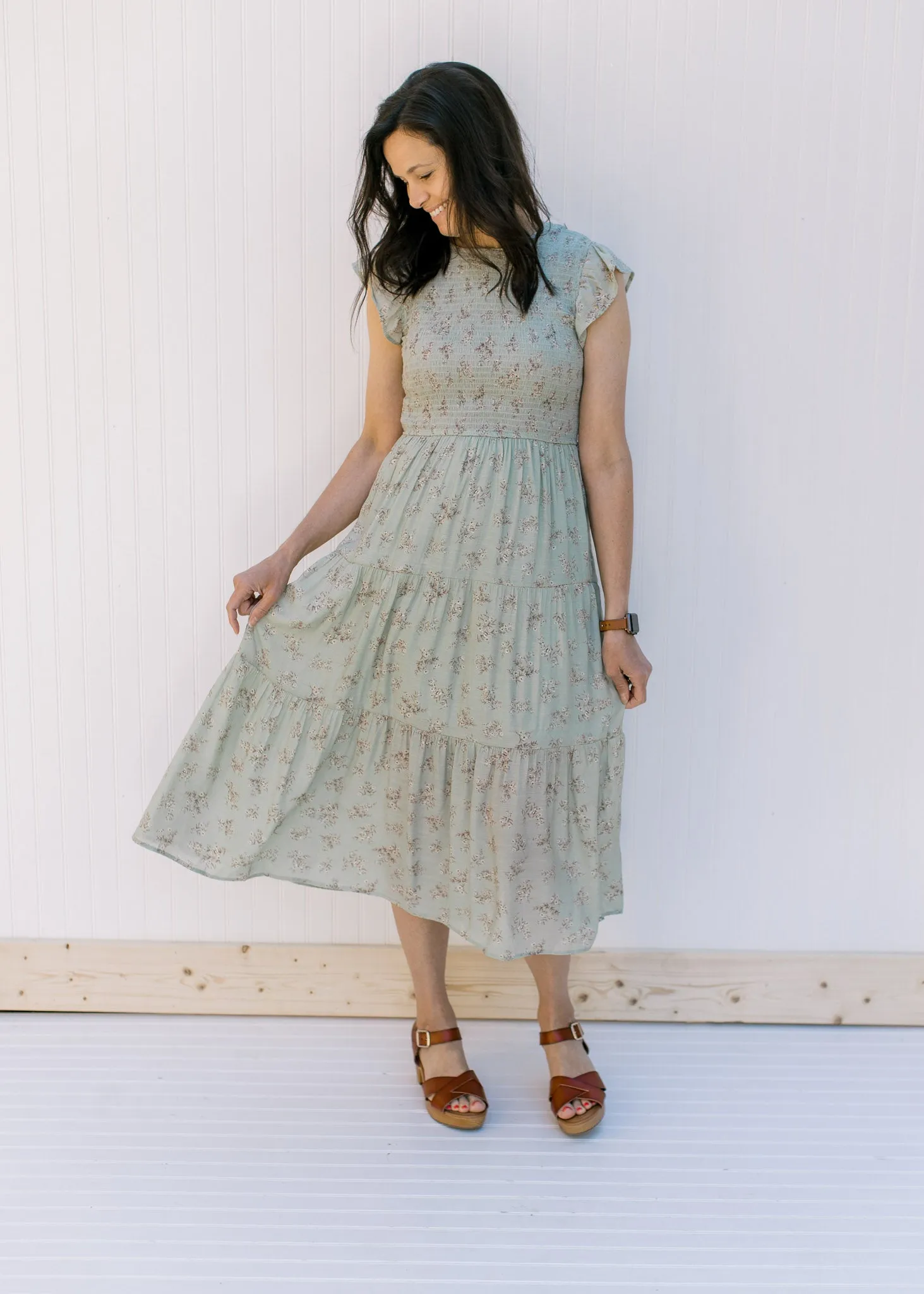 X Sage in Floral Dress