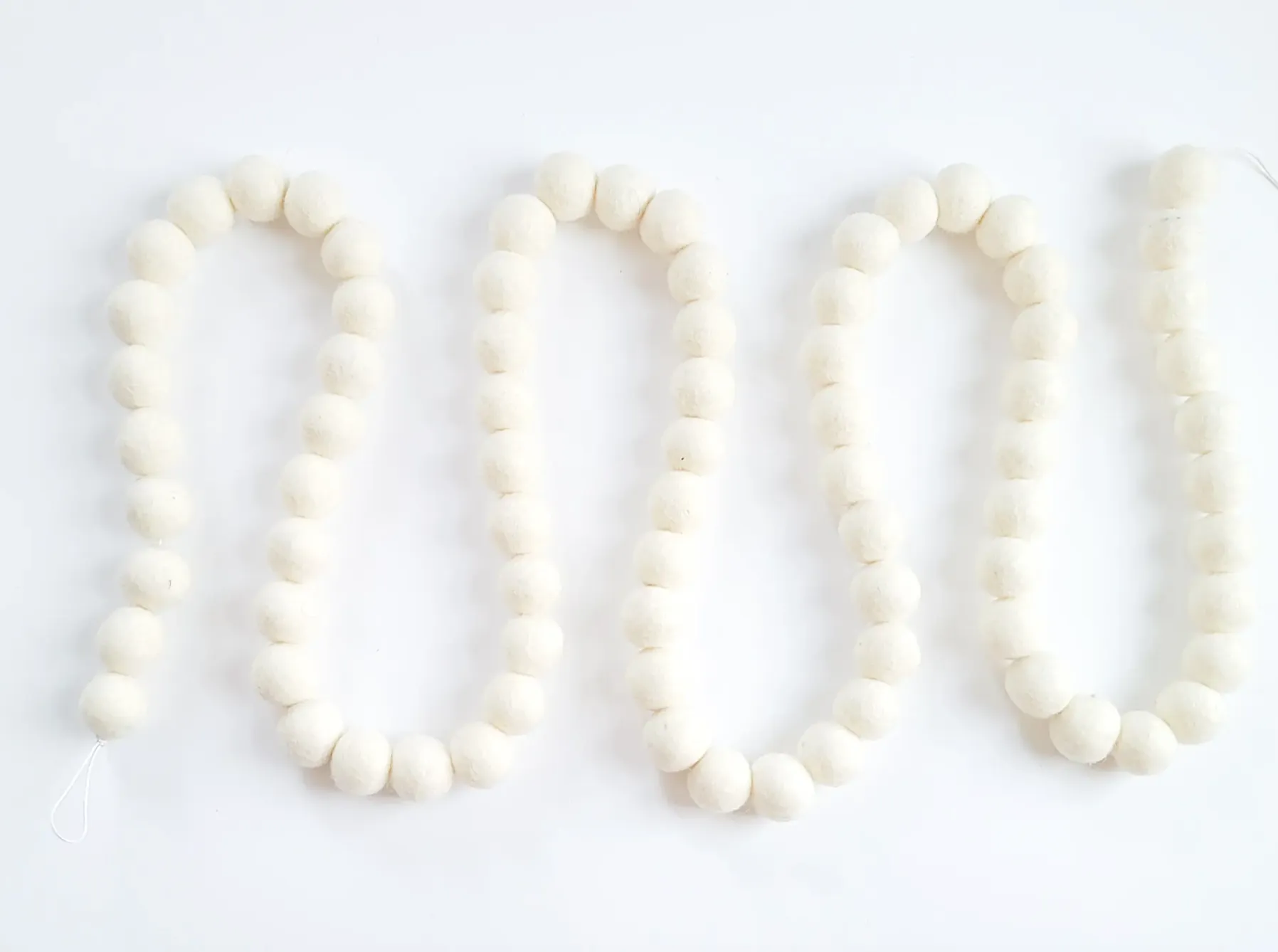 XL White Wool Ball Garland
