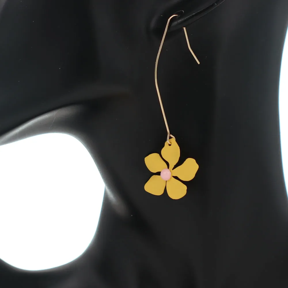 Yellow Dainty Flower Earrings