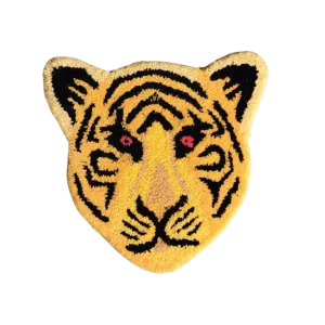 Yellow Tiger Face Hand-Tufted Wool Accent Rug