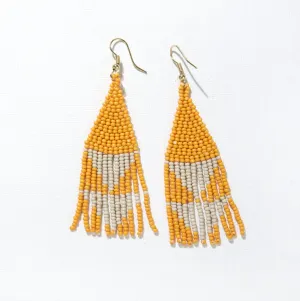 Yellow with Ivory Triangles Earrings