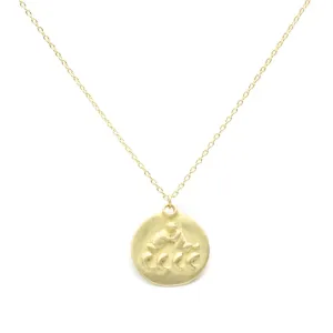 zodiac medal pendant necklace - aquarius