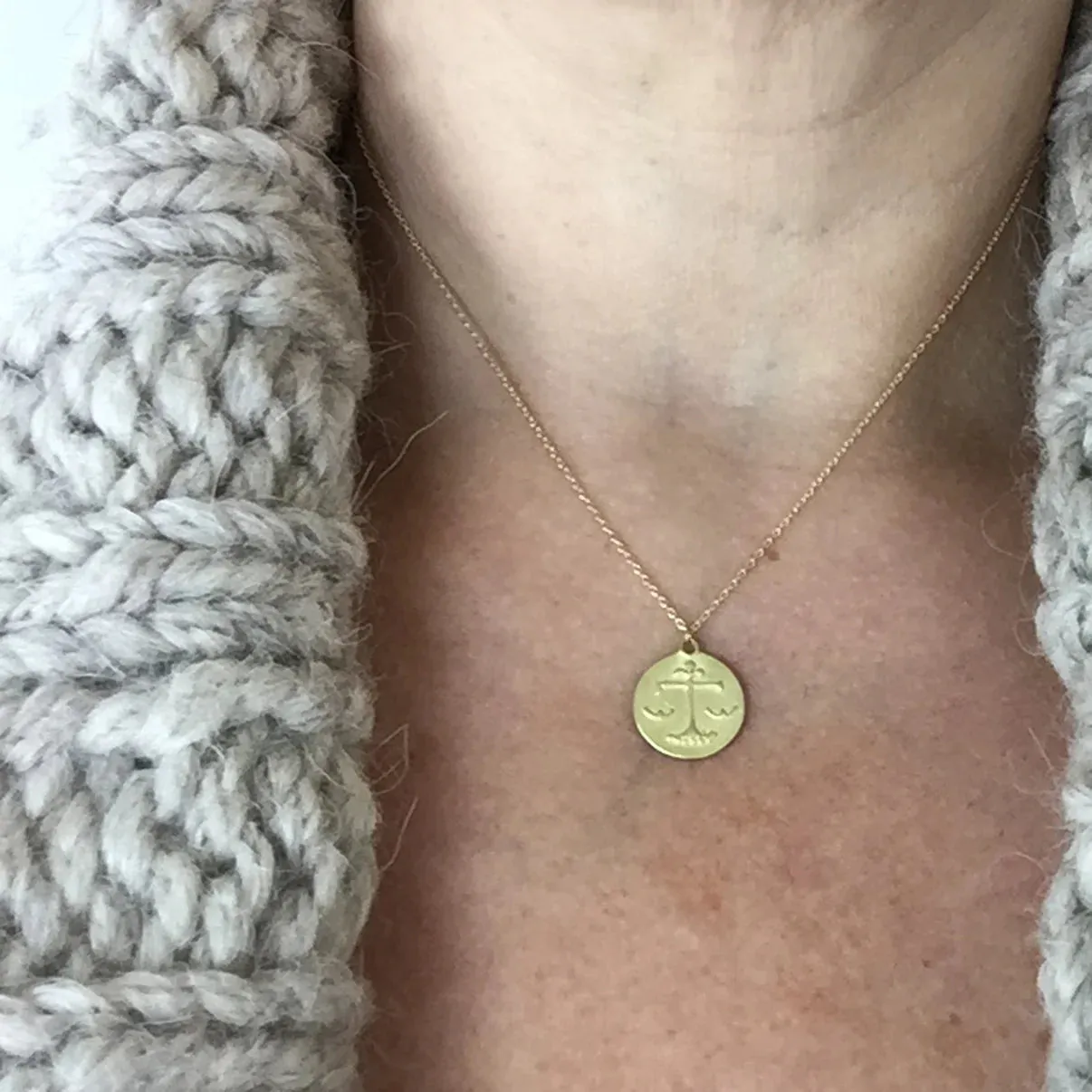 zodiac medal pendant necklace - libra